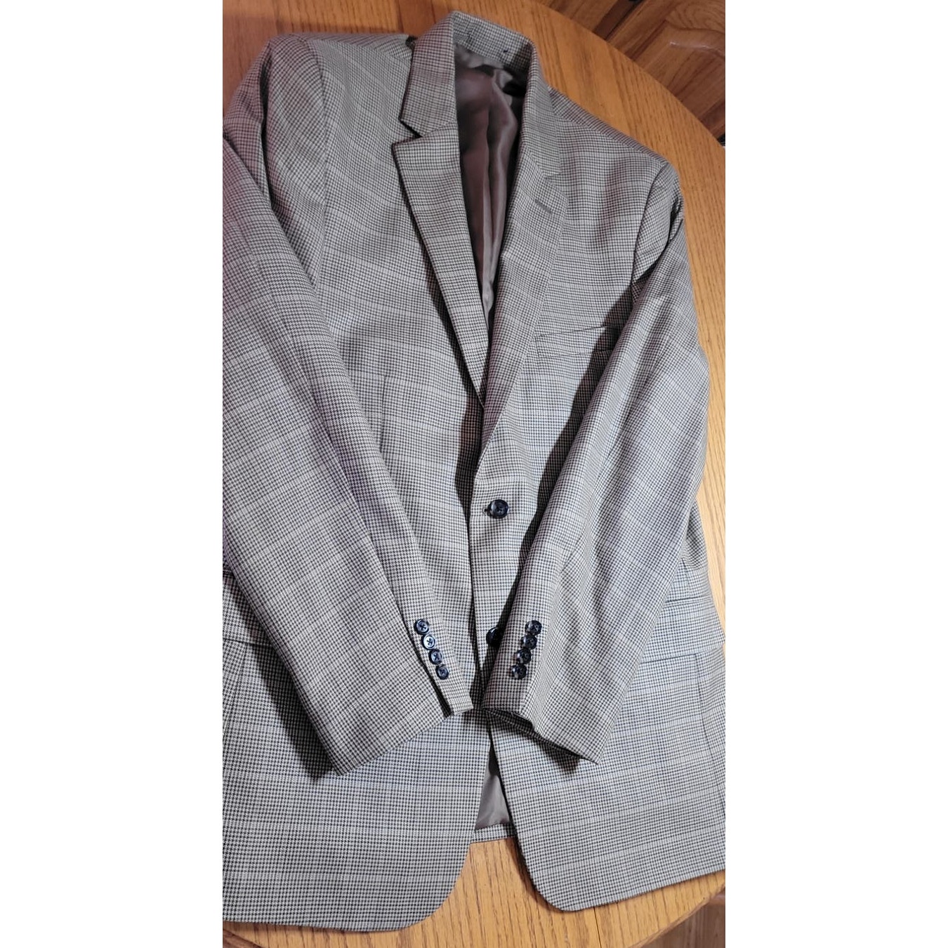 Club Room Mens Blazer 42l Fits Like 40r Tan Houndstooth Sport Coat Jacket Y2k — image 7 of 8